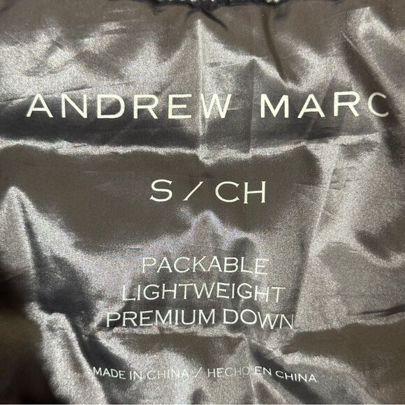 Andrew Marc Navy Blue Puffer Jacket Hooded Packable Lightweight Premium Down S - Picture 2 of 7